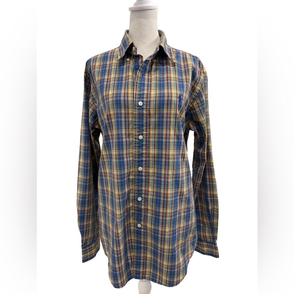 Ralph Lauren Blue and Yellow Plaid Shirt, Small